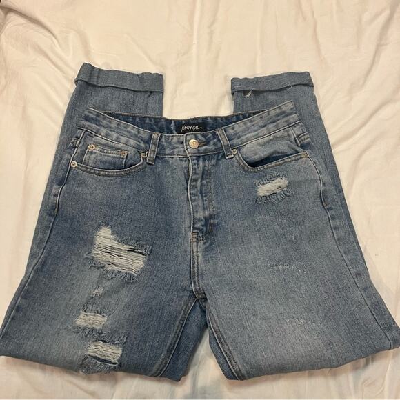 Nasty Gal Destructed Denim Boyfriend Jeans size 6 - Picture 11 of 11